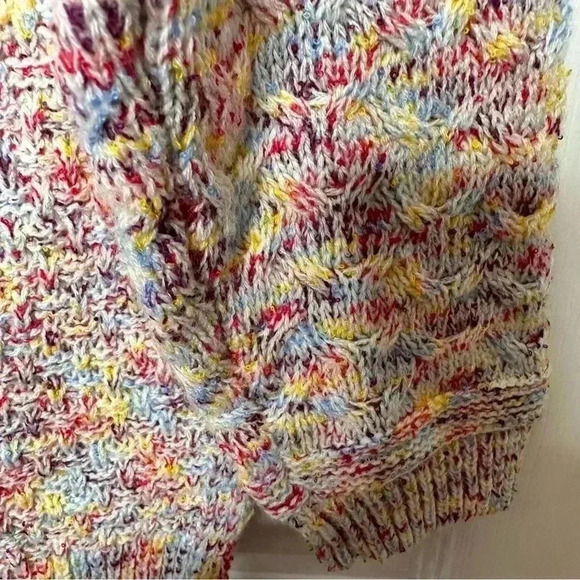 Time And True Cable  Knit Sweater V-Neck White/Multicoloured Size Large - Picture 15 of 16